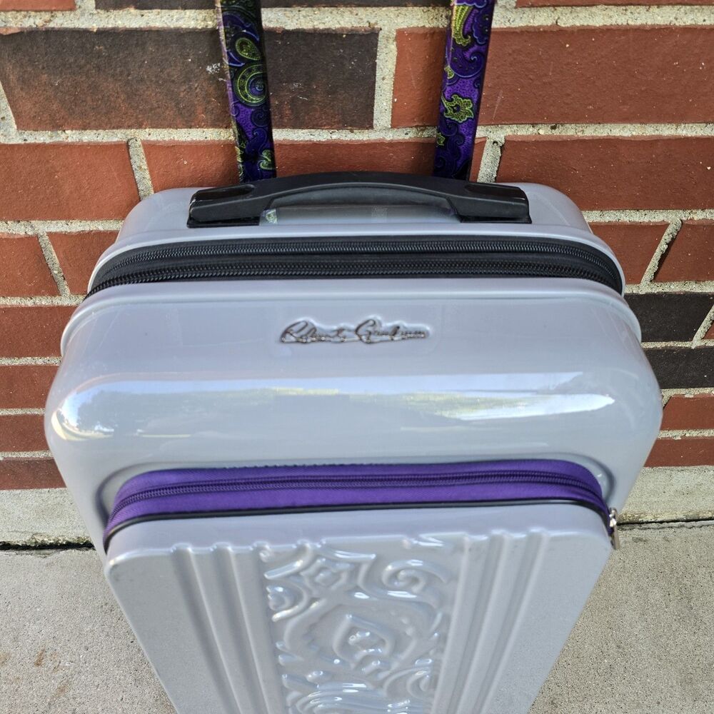 Robert Graham Carry On 20" Spinner Suitcase Gray Purple Pre-owned - Picture 2 of 9